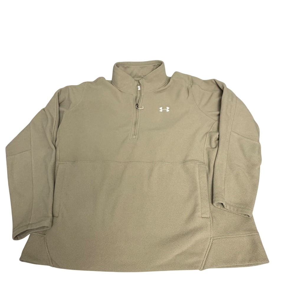 Under Armour Mens 3XL Tan Textured Grid Fleece 1/4 Zip Pullover Loose Fit Jacket